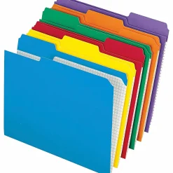 Pendaflex® Color Reinforced Top File Folders With Interior Grid, 1/3 Cut, Letter Size, Assorted Colors, Pack Of 100
