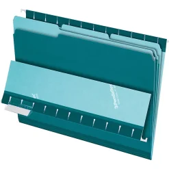Pendaflex® 1/3-Cut Color Interior Folders, Letter Size, Teal, Box Of 100
