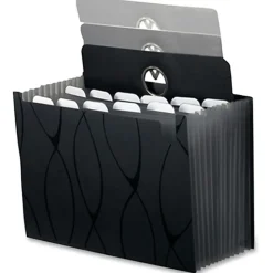 Pendaflex® Expanding File With Sliding Cover, 13 Pockets, Letter Size, Black