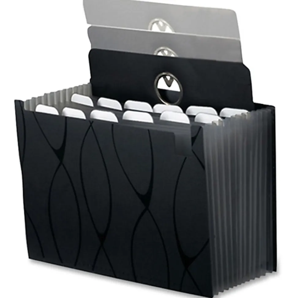 Pendaflex® Expanding File With Sliding Cover, 13 Pockets, Letter Size, Black
