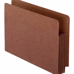 Pendaflex® Fiber Stock Heavy-Duty Expanding Pocket Folders, 5 1/4" Expansion, Letter Size, 30% Recycled, Red, Box Of 10 Folders