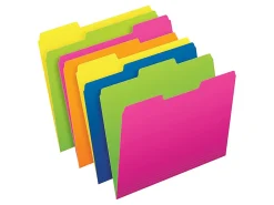 Pendaflex® Glow File Folders, Twisted Twin Tabs, 1/3 Cut, Letter Size, Assorted Colors, Pack Of 24