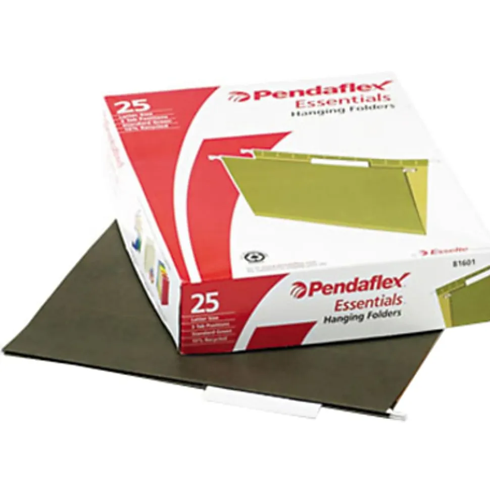 Pendaflex® Hanging File Folders, Letter Size, 100% Recycled, Standard Green, Box Of 25 Folders