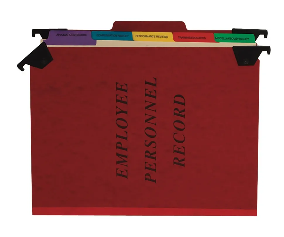 Pendaflex® Hanging-Style Personnel File Folder, 2" Expansion, 9-1/2" x 11-3/4", Letter Size, 30% Recycled, Red