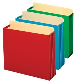 Pendaflex® Heavy-Duty Pockets, 3 1/2" Expansion, Letter Size, Assorted Colors, Pack Of 4 Pockets