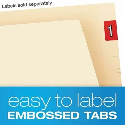 Pendaflex® Laminated Spine End-Tab Folders, Fastener, 2 Partitions, Straight Cut, Letter Size, Manila, Pack Of 50