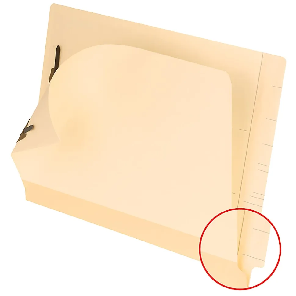 Pendaflex® Laminated Spine End-Tab Folders, Fastener, 2 Partitions, Straight Cut, Letter Size, Manila, Pack Of 50