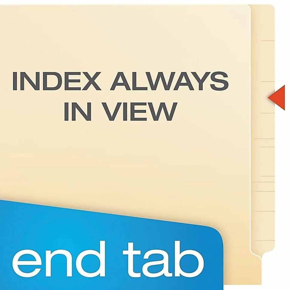 Pendaflex® Laminated Spine End-Tab Folders, Fastener, 2 Partitions, Straight Cut, Letter Size, Manila, Pack Of 50