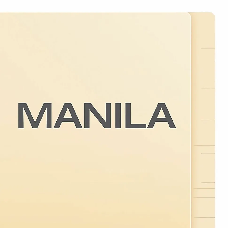 Pendaflex® Laminated Spine End-Tab Folders, Fastener, 2 Partitions, Straight Cut, Letter Size, Manila, Pack Of 50