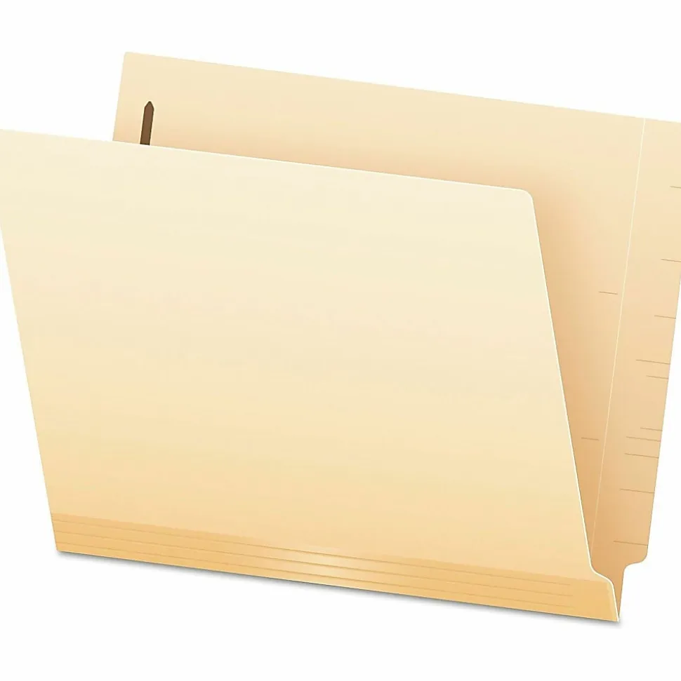 Pendaflex® Laminated Spine End-Tab Folders, Fastener, 2 Partitions, Straight Cut, Letter Size, Manila, Pack Of 50