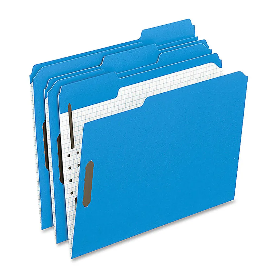 Pendaflex Oxford 1/3 Cut Color Fasteners Folders, Letter Size, Blue, Box Of 50