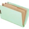 Pendaflex® Pressboard Classification Folders With Dividers, 8 1/2" x 14", 2 Divider, 2 Partition, Light Green, Pack Of 10
