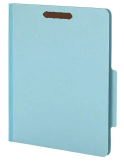 Pendaflex® Pressboard Classification File Folders With Fasteners, 8 1/2" x 11", Letter Size, 60% Recycled, Blue, Box Of 10