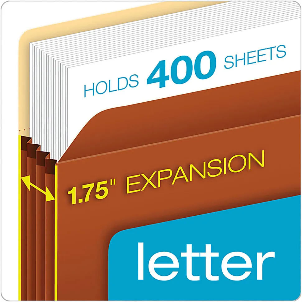Pendaflex® Redrope Expanding File Pockets, 1 3/4" Expansion, Letter Size, Brown, Box Of 25 File Pockets