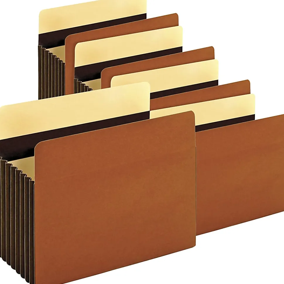 Pendaflex® Redrope Heavy-Duty Accordion File Pockets, 7" Expansion, Letter Size, Brown, Box Of 5 Pockets