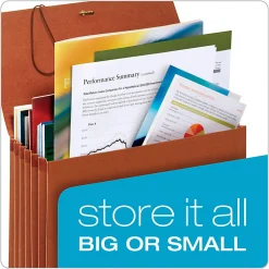 Pendaflex® Redrope Standard Expansion Wallets, 5 1/4" Expansion, Legal Size, 100% Recycled, Red, Pack Of 10 Wallets