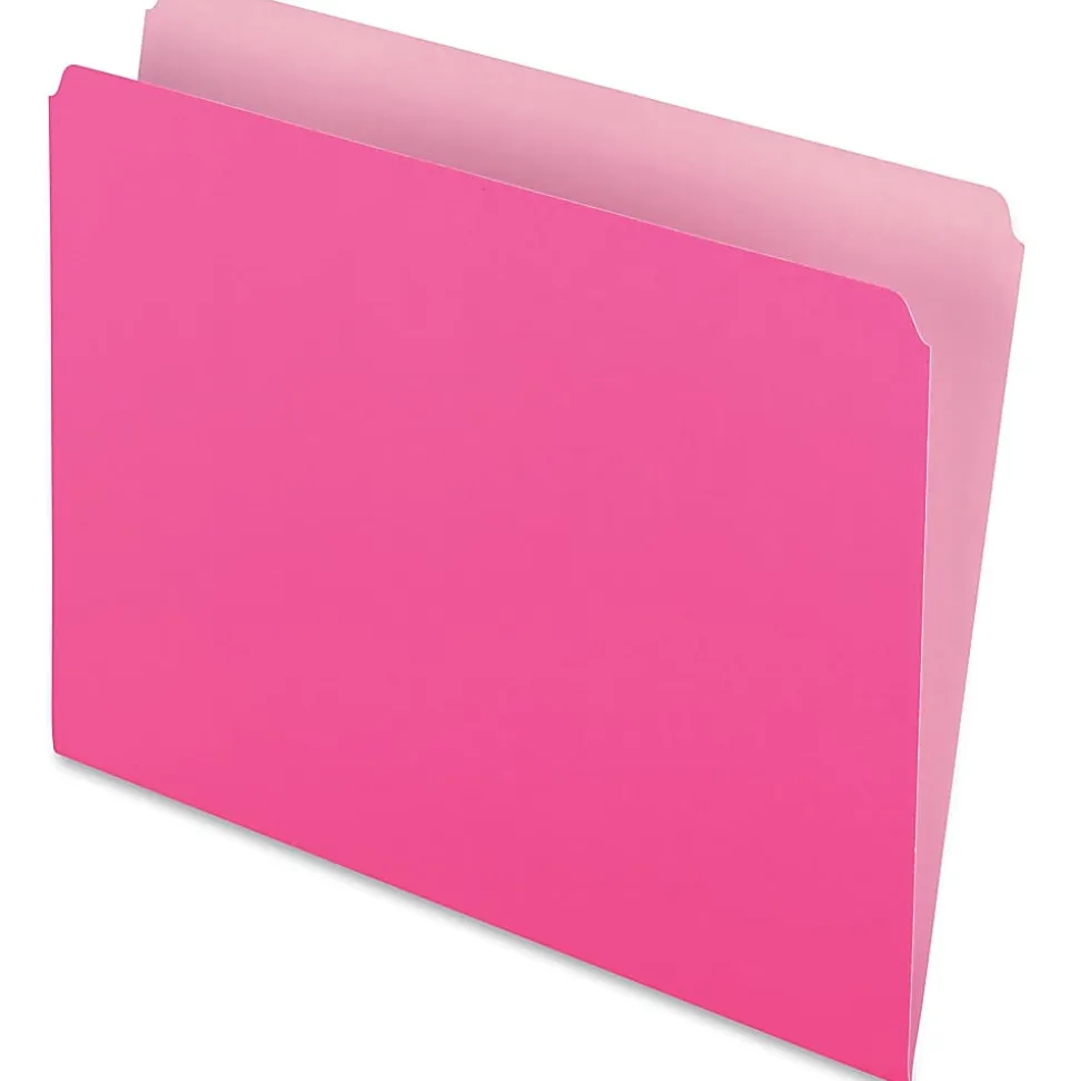 Pendaflex® Straight-Cut Color File Folders, Letter Size, Pink, Box Of 100