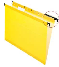 Pendaflex® SureHook™ Reinforced Hanging Folders, 1/5-Cut, Letter Size, Yellow, Box Of 20