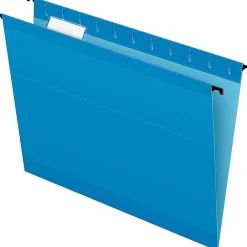 Pendaflex® SureHook™ Reinforced Hanging Folders, 1/5-Cut, Letter Size, Blue, Box Of 20
