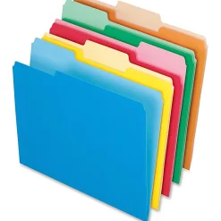 Pendaflex® 2-Tone Color CutLess® WaterShed® Folders, 1/3 Cut, Letter Size, Assorted Colors, Pack Of 100