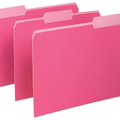 Pendaflex® 2-Tone Color Folders, 1/3 Cut, Letter Size, Pink, Pack Of 100