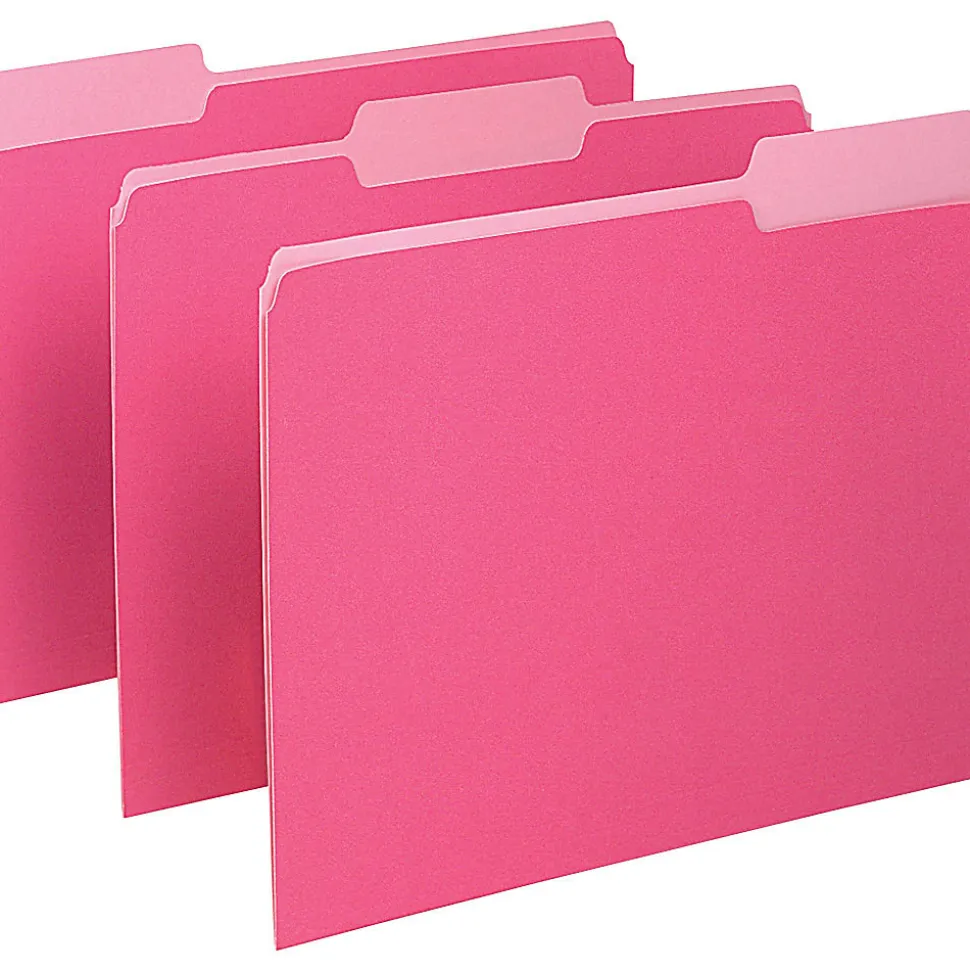 Pendaflex® 2-Tone Color Folders, 1/3 Cut, Letter Size, Pink, Pack Of 100