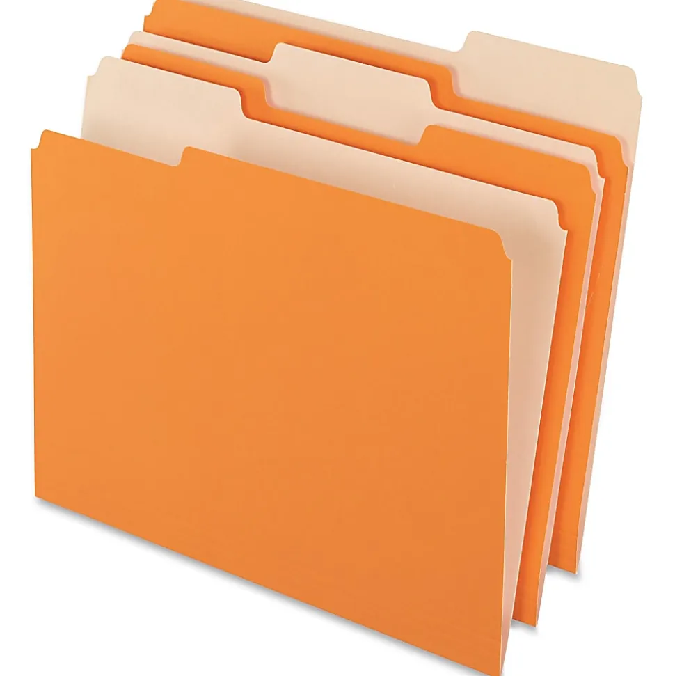 Pendaflex® 2-Tone Color Folders, 1/3 Cut, Letter Size, Orange, Pack Of 100