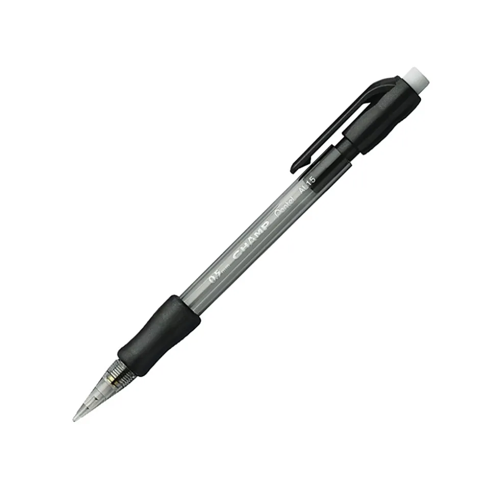 Pentel® Champ Mechanical Pencils, #2 Lead, Fine Point, 0.5 mm, Black Barrel, Pack Of 12