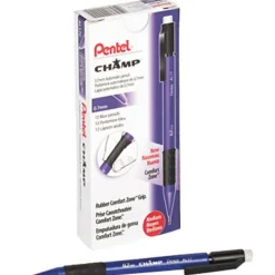 Pentel® Champ Mechanical Pencils, #2 Lead, Medium Point, 0.7 mm, Blue Barrel, Pack Of 12
