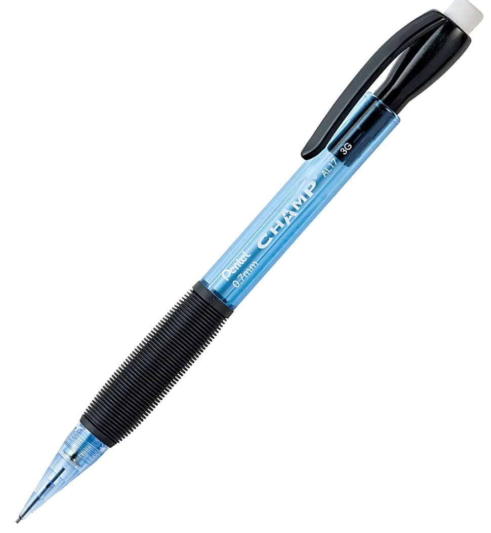 Pentel Champ Mechanical Pencils, 0.7 mm, #2 Lead, Blue Barrel, Pack Of 24