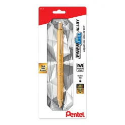Pentel® EnerGel® Alloy Retractable Gel Pen, Medium Point, 0.7 mm, Gold Aluminum Barrel, Black Ink