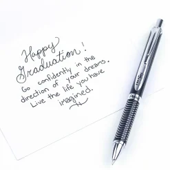 Pentel® EnerGel Alloy Retractable Gel Pen, Medium Point, 0.7 mm, Black Barrel, Black Ink