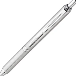Pentel® EnerGel™ Alloy RT Retractable Gel Ink Pen, Medium Point, Metallic Silver Barrel, Black Ink