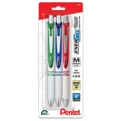 Pentel® EnerGel™ Deluxe Pearl Pens, Medium Point, 0.7 mm, Assorted, Pack Of 3 Pens