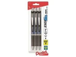 PentelĀ® EnerGelĀ® Deluxe RTX Retractable Pens, Needle Point, 0.5 mm, Assorted Barrels, Black Ink, Pack Of 3