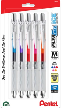 Pentel® EnerGel™ LE 60th Anniversary Pens, Medium Point, 0.7 mm, Assorted, Pack Of 5 Pens