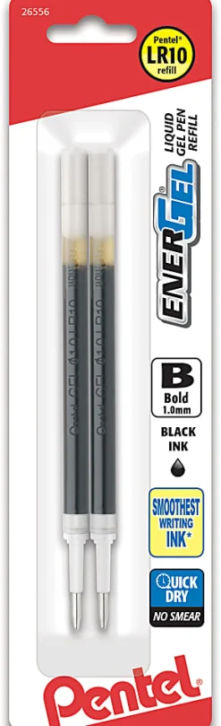 Pentel® EnerGel Liquid Gel Pen Refills, Bold Point, 1.0 mm, Black Ink, Pack Of 2