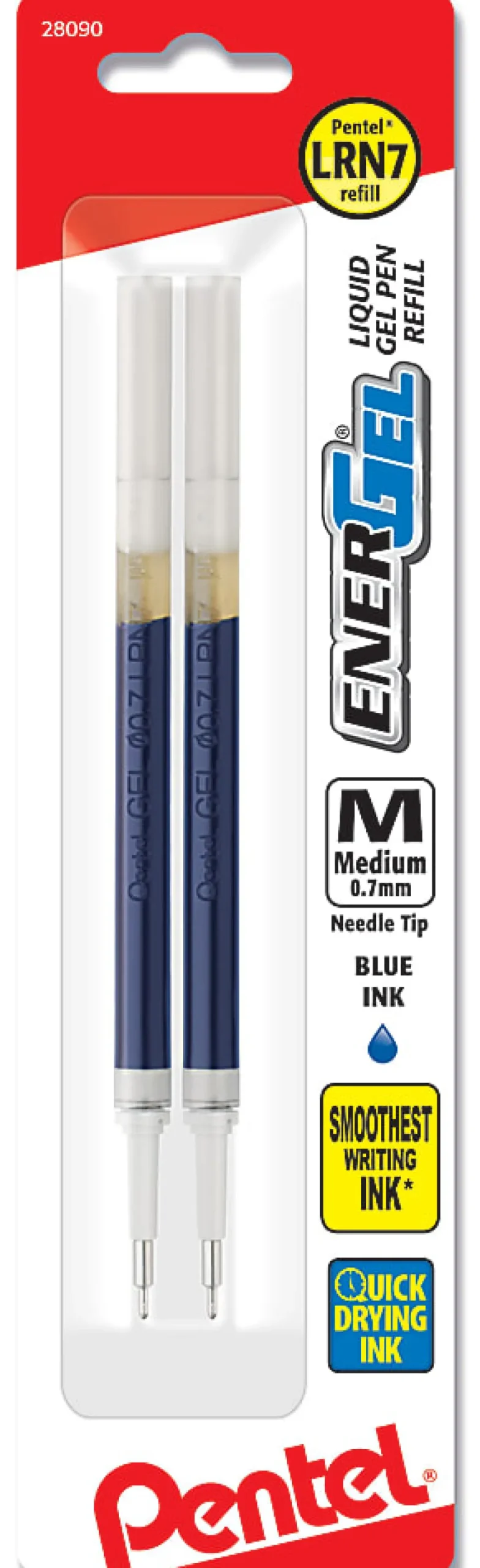 Pentel® EnerGel Liquid Gel Pen Refills, Needle Point, 0.7 mm, Blue, Pack Of 2 Refills