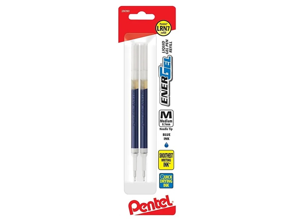 Pentel® EnerGel Liquid Gel Pen Refills, Needle Point, 0.7 mm, Blue, Pack Of 2 Refills
