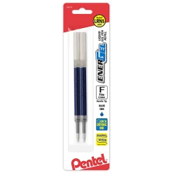 Pentel® EnerGel® Liquid Gel Pen Refills, Needle Point, 0.5 mm, Blue Ink, Pack Of 2