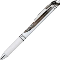 Pentel® EnerGel® Pearl Liquid Gel Pens, Pack Of 12, Fine Point, 0.5 mm, Pearl White Barrel, Black Ink
