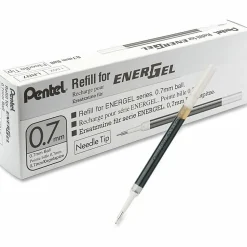 PentelĀ® EnerGel Retractable Liquid Pen Refills, Medium Ballpoint, 0.70 mm, Black, Box Of 12 Refills