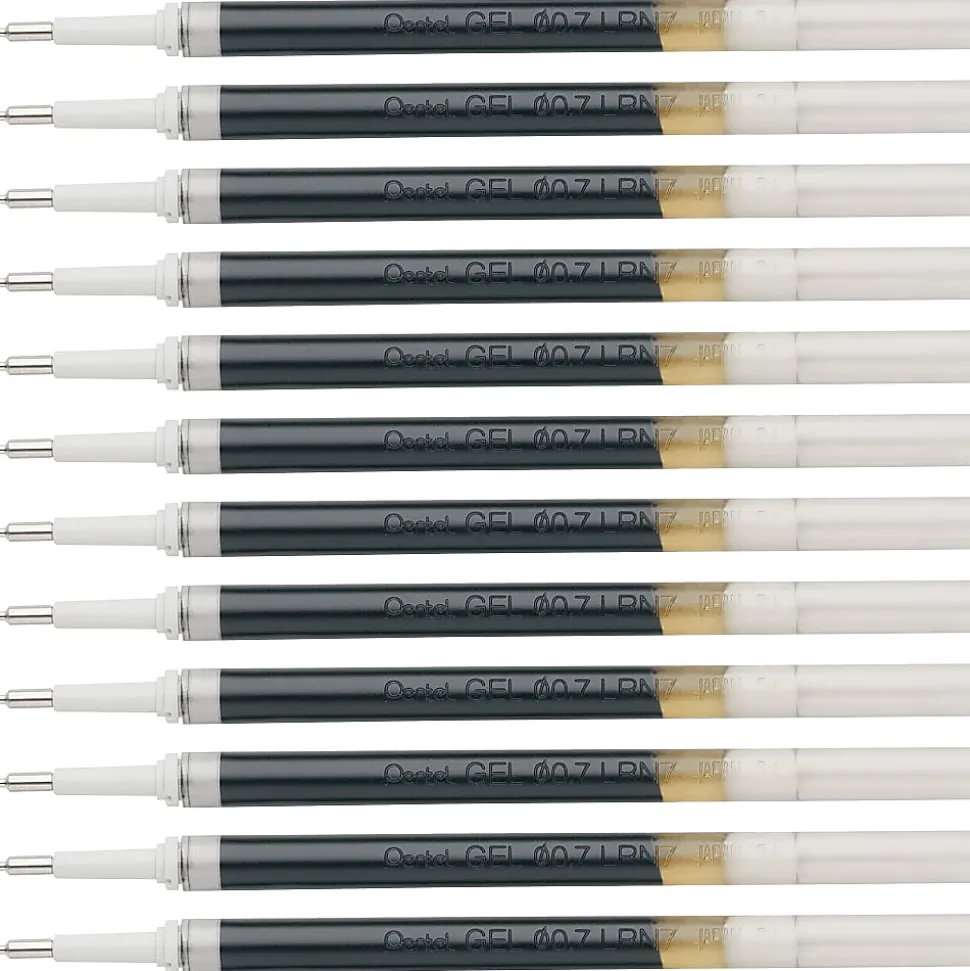 Pentel® EnerGel Retractable Liquid Pen Refills, Medium Ballpoint, 0.70 mm, Black, Box Of 12 Refills