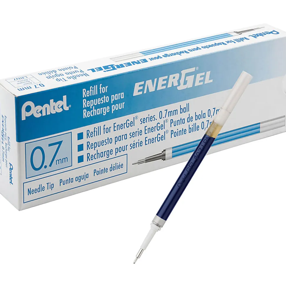 Pentel® EnerGel Retractable Liquid Gel Pen Refills, Needle Point, 0.7 mm, Blue Ink