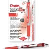 Pentel® EnerGel™ Retractable Liquid Gel Pens, Medium Point, 0.7 mm, Silver Barrel, Red Ink, Pack Of 12