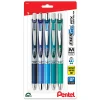 Pentel® EnerGel™ RTX Chill Hue Pens, Medium Point, 0.7 mm, Assorted, Pack Of 5 Pens