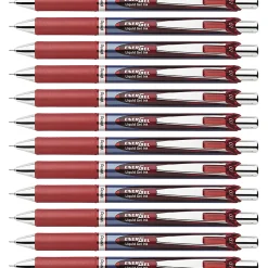 PentelĀ® EnerGelĀ® RTX Liquid Gel Pens, Pack Of 12, Medium Point, 0.7 mm, Blue Barrel, Red Ink