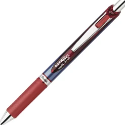 Pentel® EnerGel® RTX Liquid Gel Pens, Pack Of 12, Medium Point, 0.7 mm, Blue Barrel, Red Ink