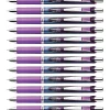Pentel® EnerGel® RTX Liquid Gel Pens, Pack Of 12, Fine Point, 0.5 mm, Blue Stainless Steel Barrel, Violet Ink