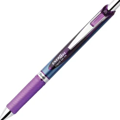Pentel® EnerGel® RTX Liquid Gel Pens, Pack Of 12, Fine Point, 0.5 mm, Blue Stainless Steel Barrel, Violet Ink
